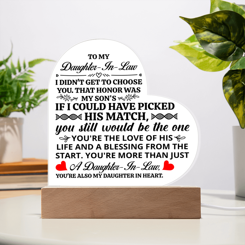 To My Daughter-in-Law Honor – Acrylic Heart Plaque